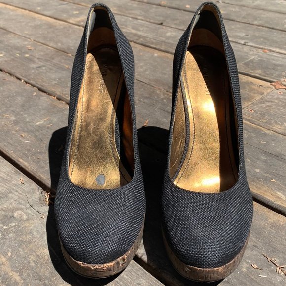 Nine West Black Cork Heels 10M - Picture 3 of 8